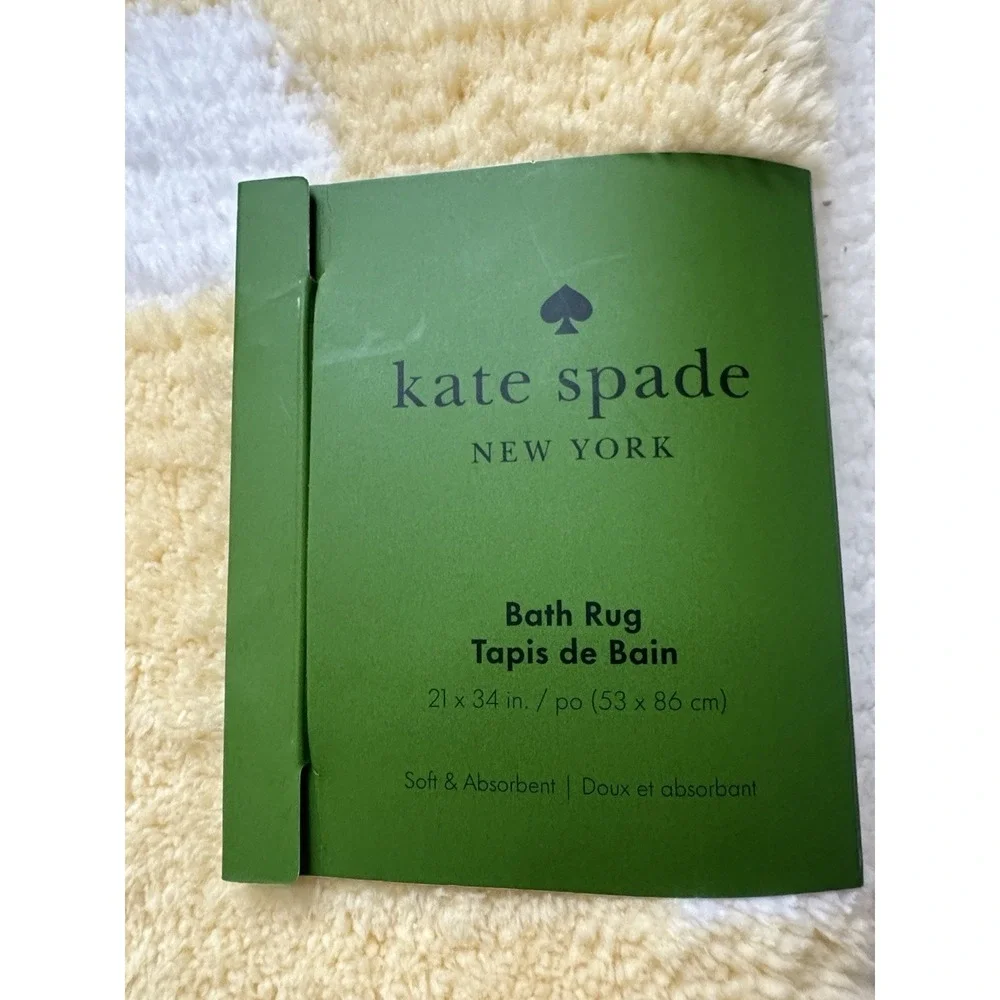 New KATE SPADE Bath Rug‎ Torrington Dot 21x 34 White Polka Dot on Yellow